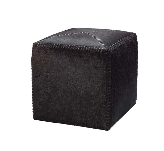 Jamie Young Espresso Hair on Hide Ottoman, Small OTTOMANS, POUFS, + STOOLS