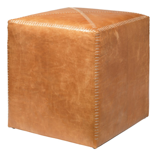 Jamie Young Buff Leather Ottoman, Small OTTOMANS, POUFS, + STOOLS
