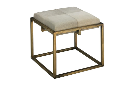 Jamie Young Shelby Hide Stool, White OTTOMANS, POUFS, + STOOLS