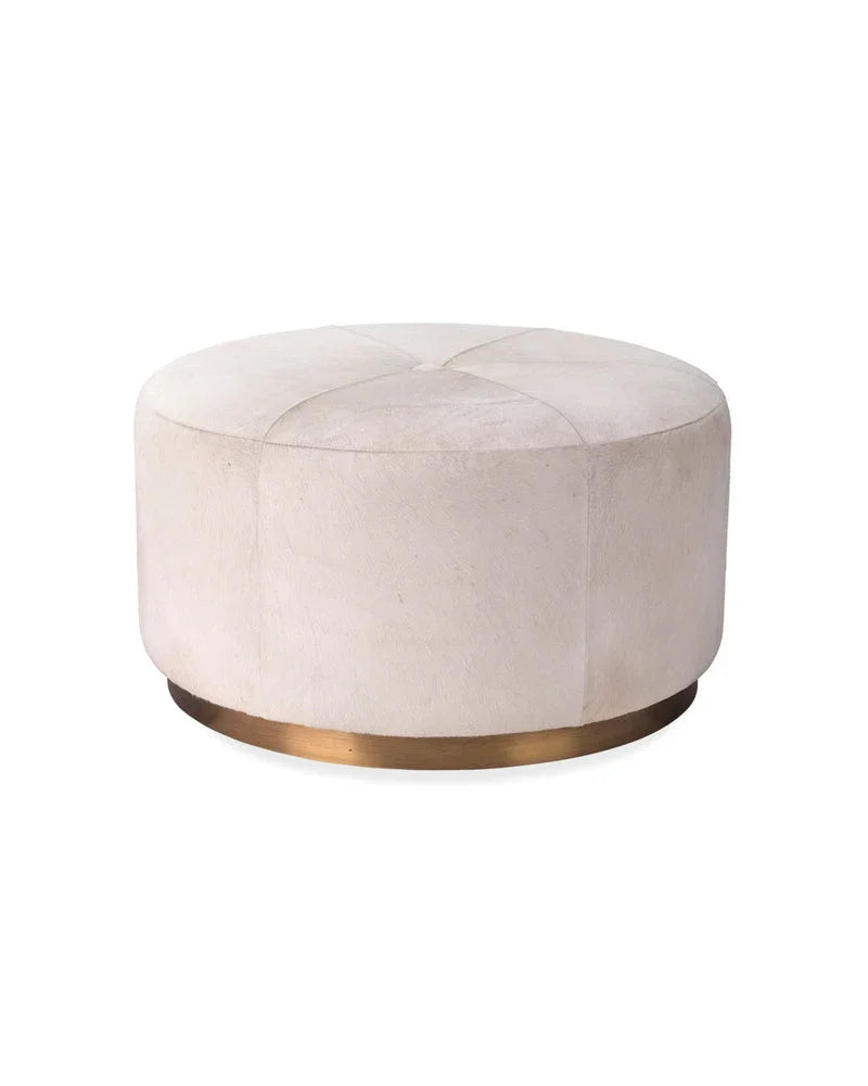 Jamie Young Thackery Hide On Roud Pouf, Large OTTOMANS, POUFS, + STOOLS