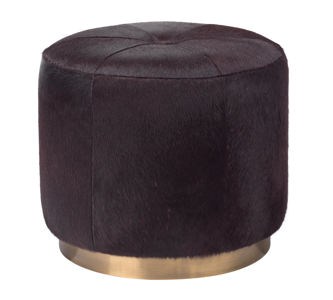 Thackery Hide On Roud Pouf, Small - AmericanHomeFurniture