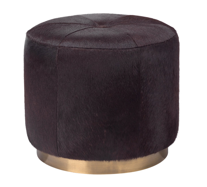 Thackery Hide On Roud Pouf, Small - AmericanHomeFurniture