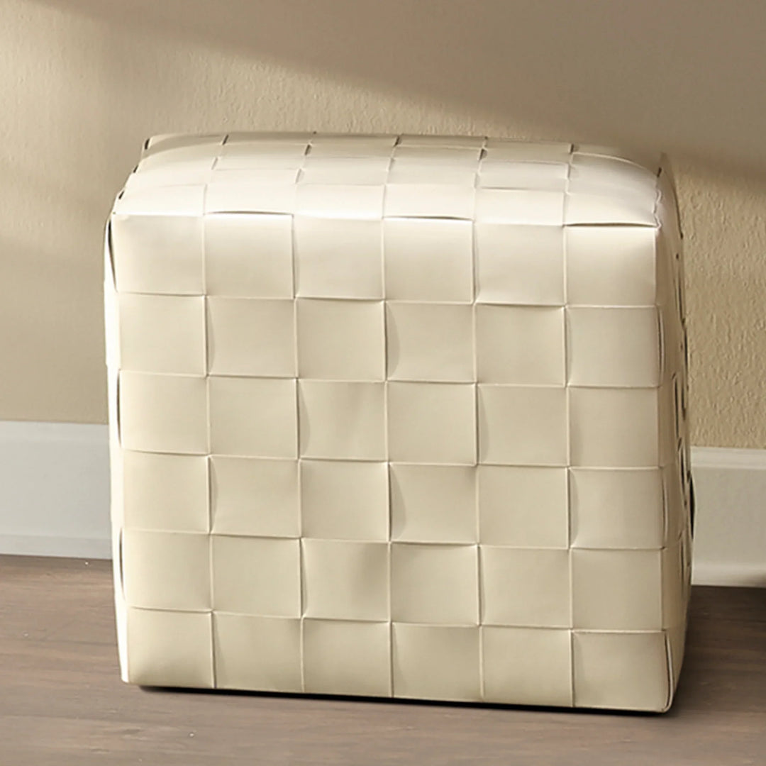 Woven Leather Ottoman - AmericanHomeFurniture
