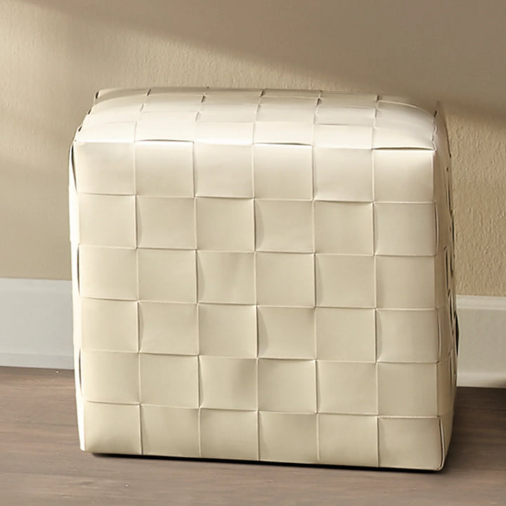Woven Leather Ottoman - AmericanHomeFurniture