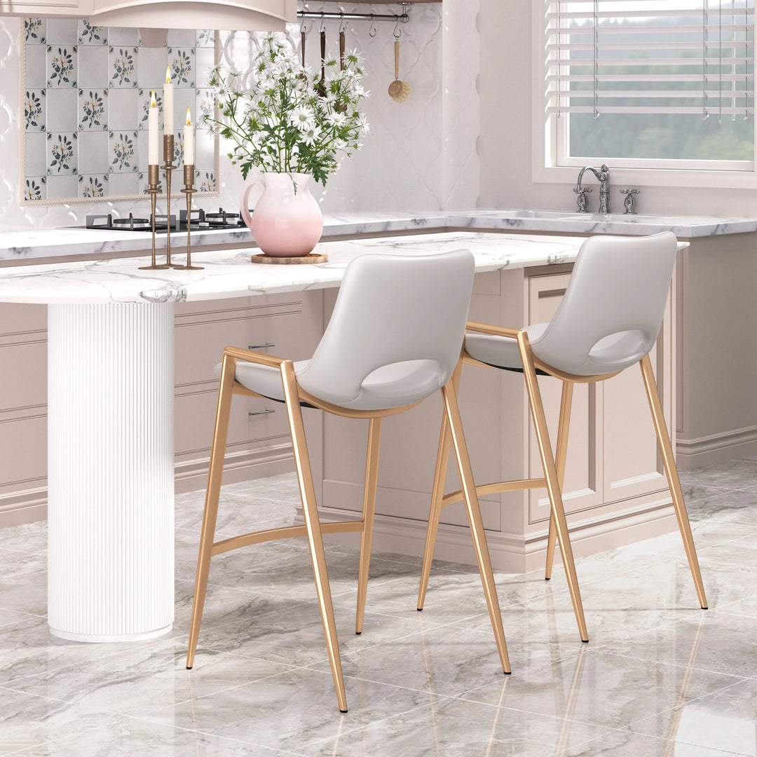 Desi Counter Stool (Set of 2) White & Gold - AmericanHomeFurniture