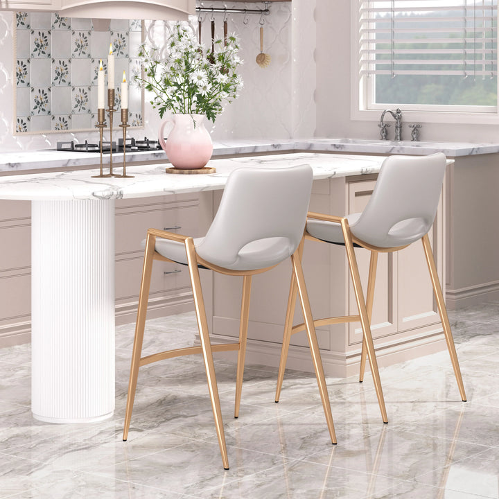 Desi Counter Stool (Set of 2) White & Gold - AmericanHomeFurniture