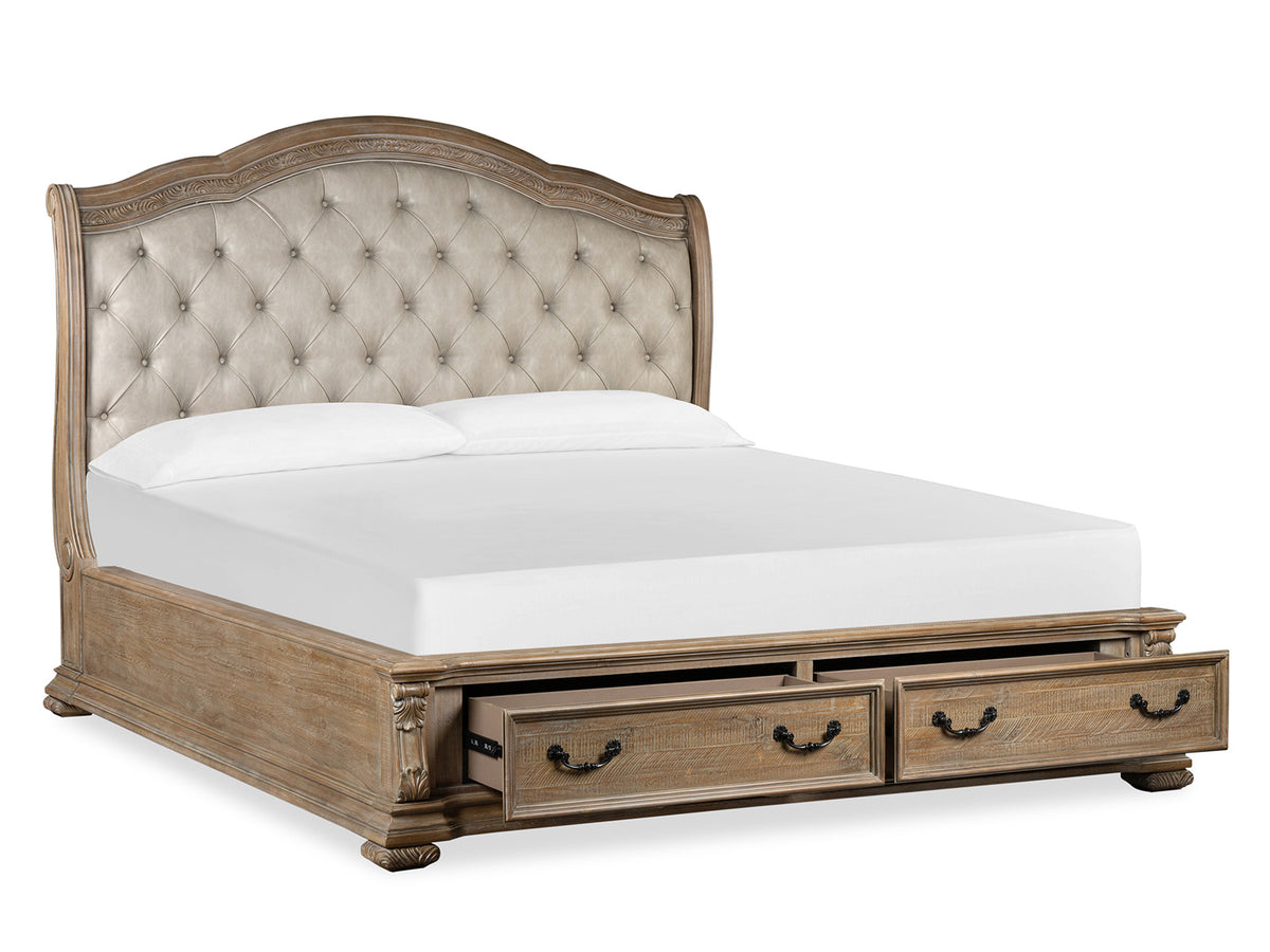 Marisol Fawn California King Upholstered Sleigh Storage Bed - B5132-72A