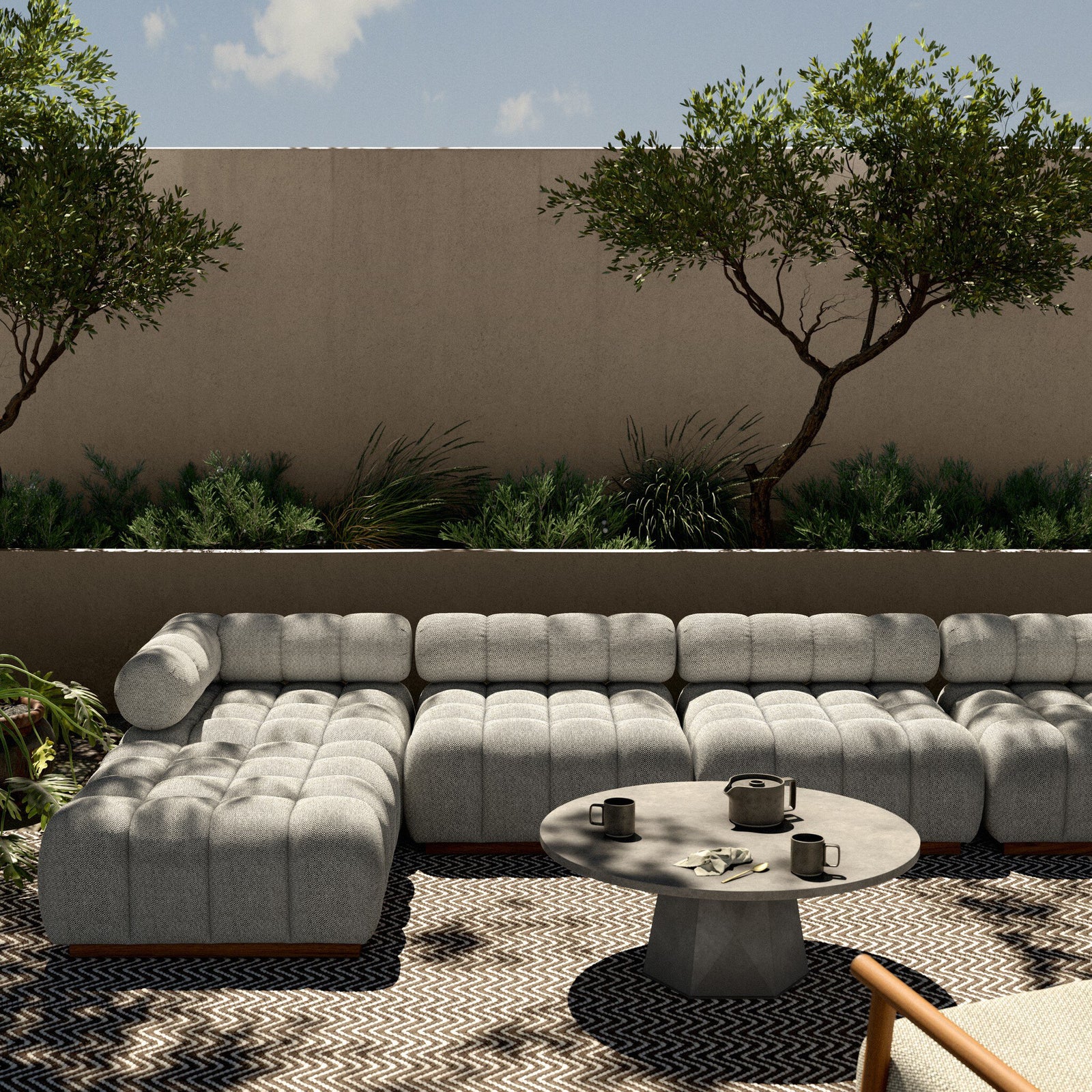 Four Hands - Roma Outdoor 4Pc Sectional w/ Ottoman - 230027-001 | American Home Furniture