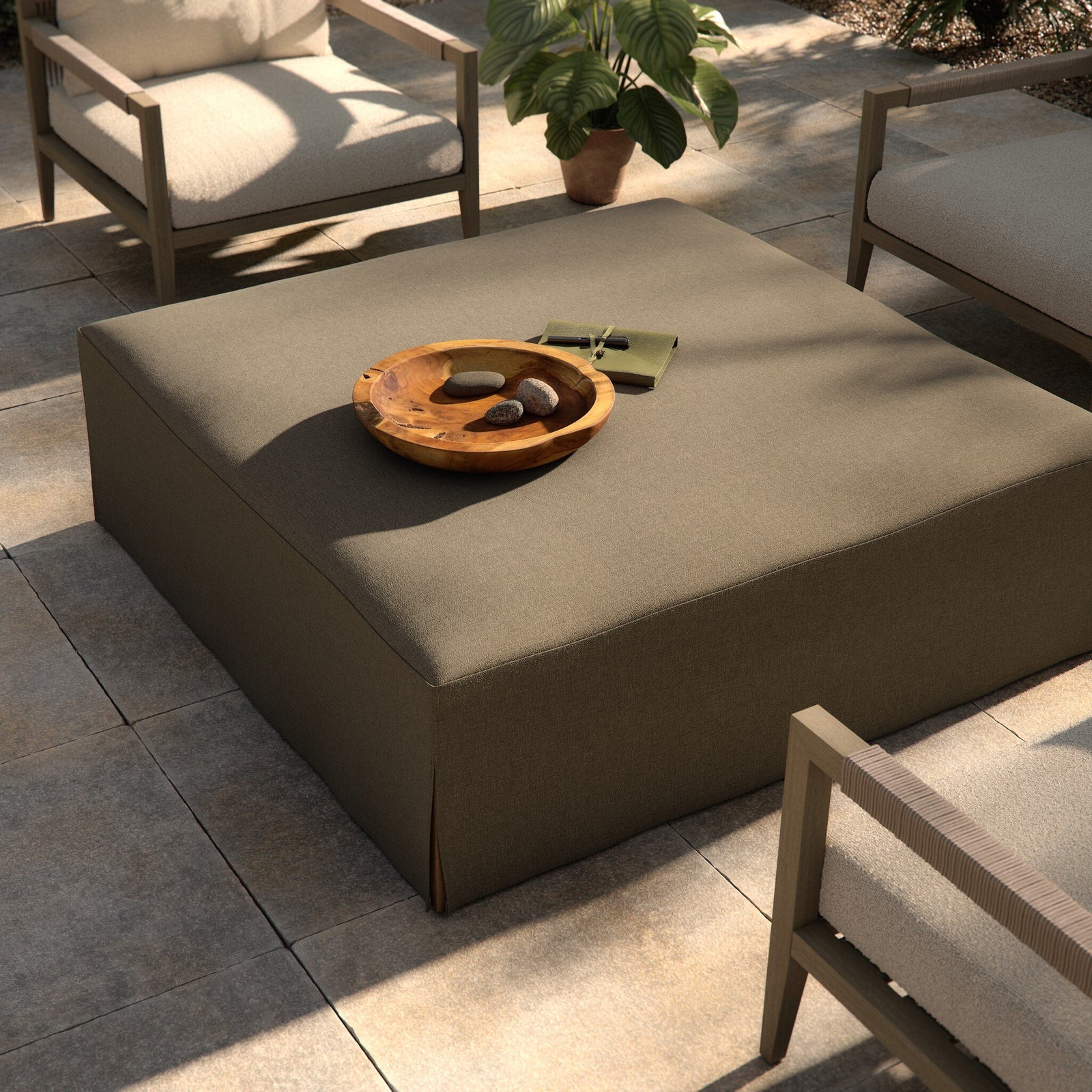 Four Hands - Laskin Outdoor Ottoman - 235157-004 | American Home Furniture