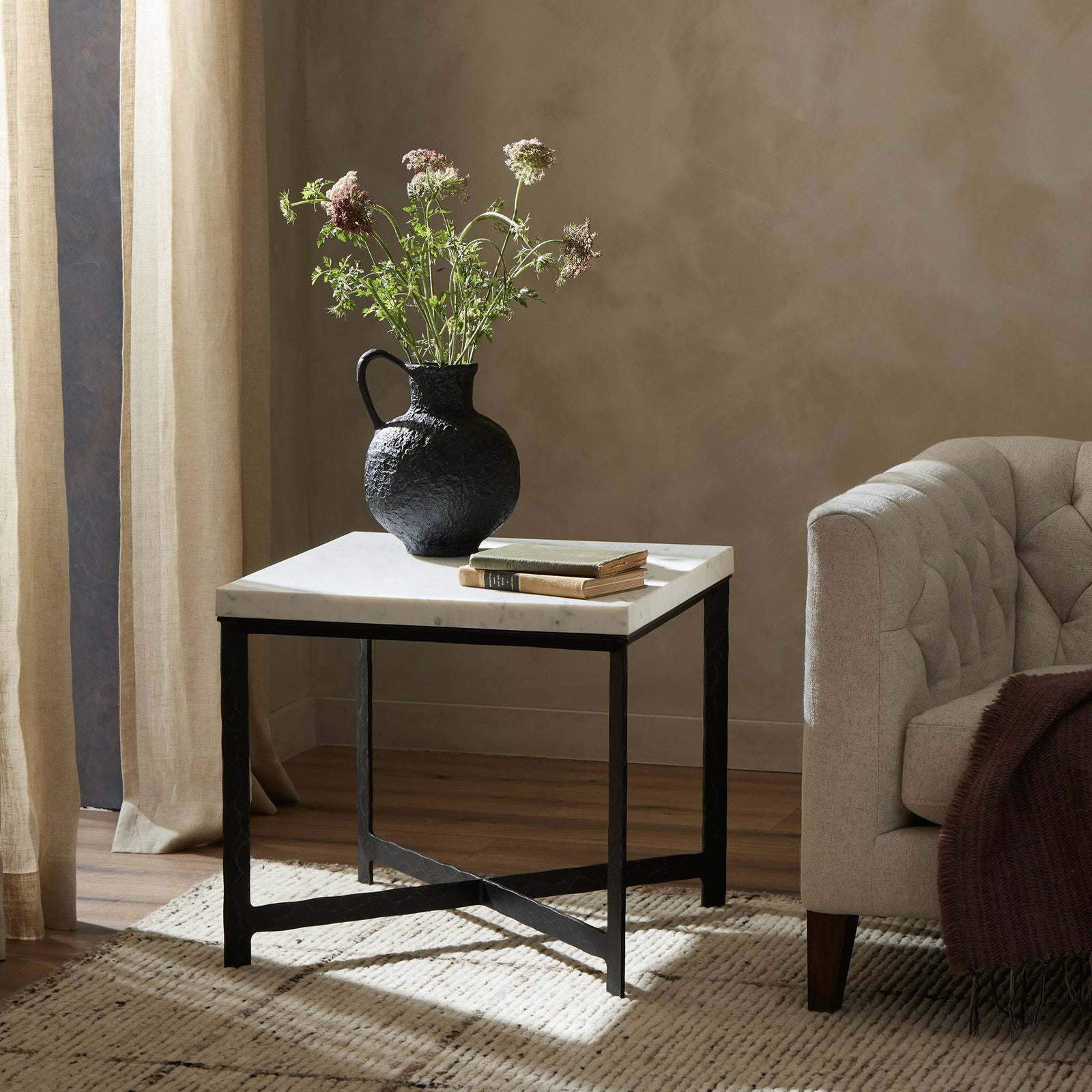 Four Hands - Hammered Iron End Table - 237452-001 | American Home Furniture
