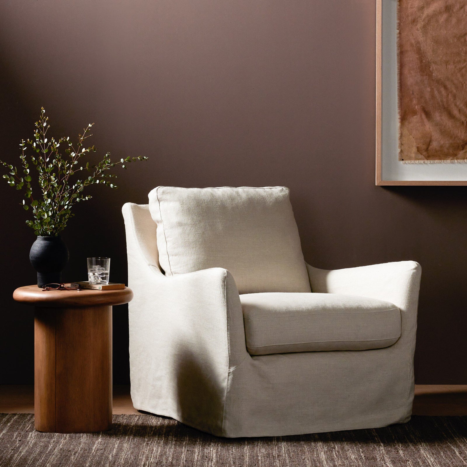 Four Hands - Monette Slipcover Swivel Chair - 238679-004 | American Home Furniture