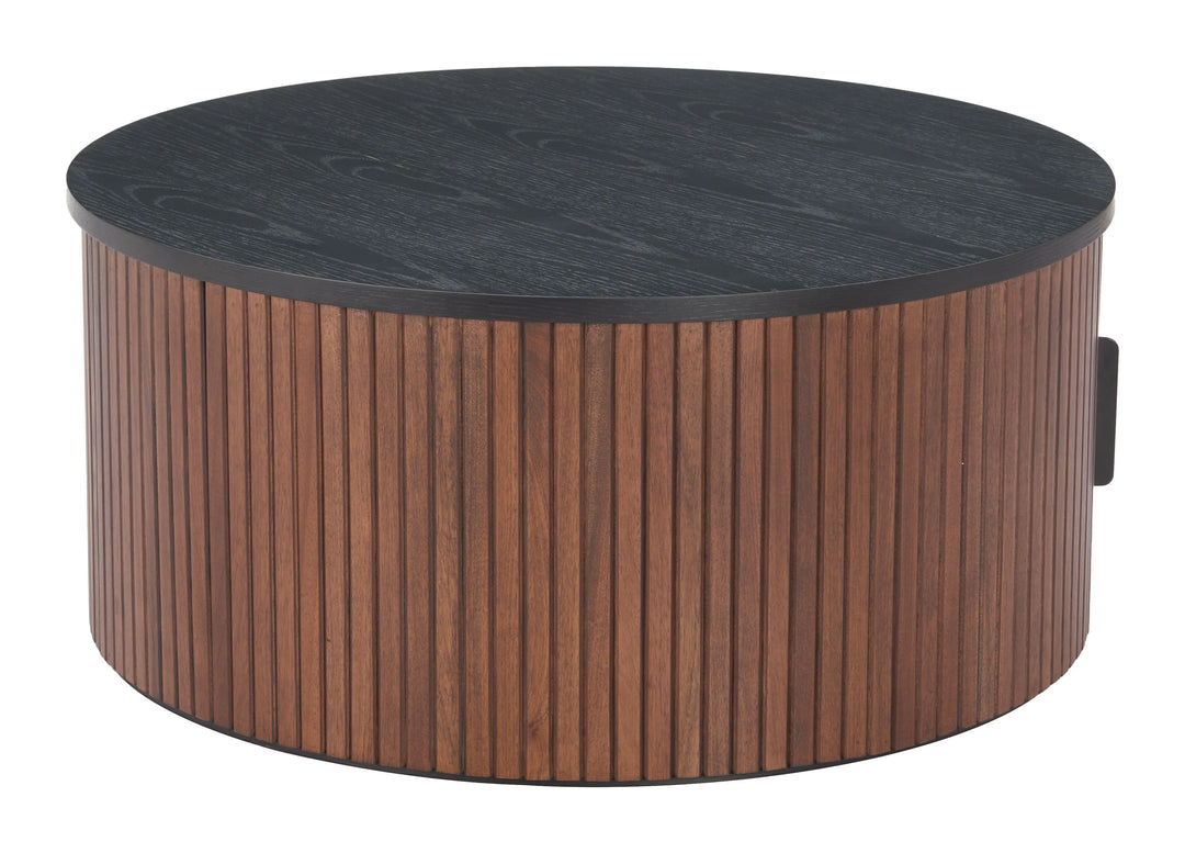 Nejaus Coffee Table Black & Walnut - AmericanHomeFurniture