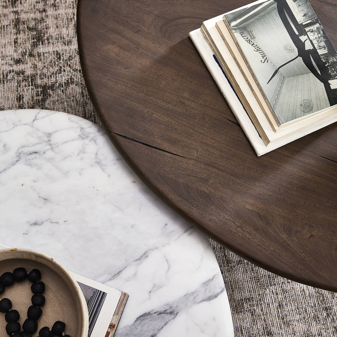 Four Hands - Stuart Wood Large & Marble Small Coffee Table - 247186-001 | American Home Furniture