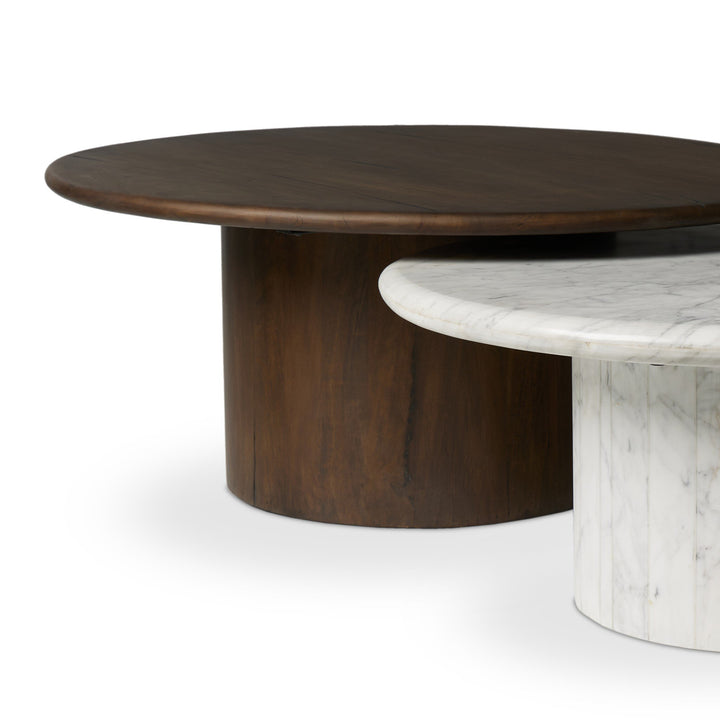 Four Hands - Stuart Wood Large & Marble Small Coffee Table - 247186-001 | American Home Furniture