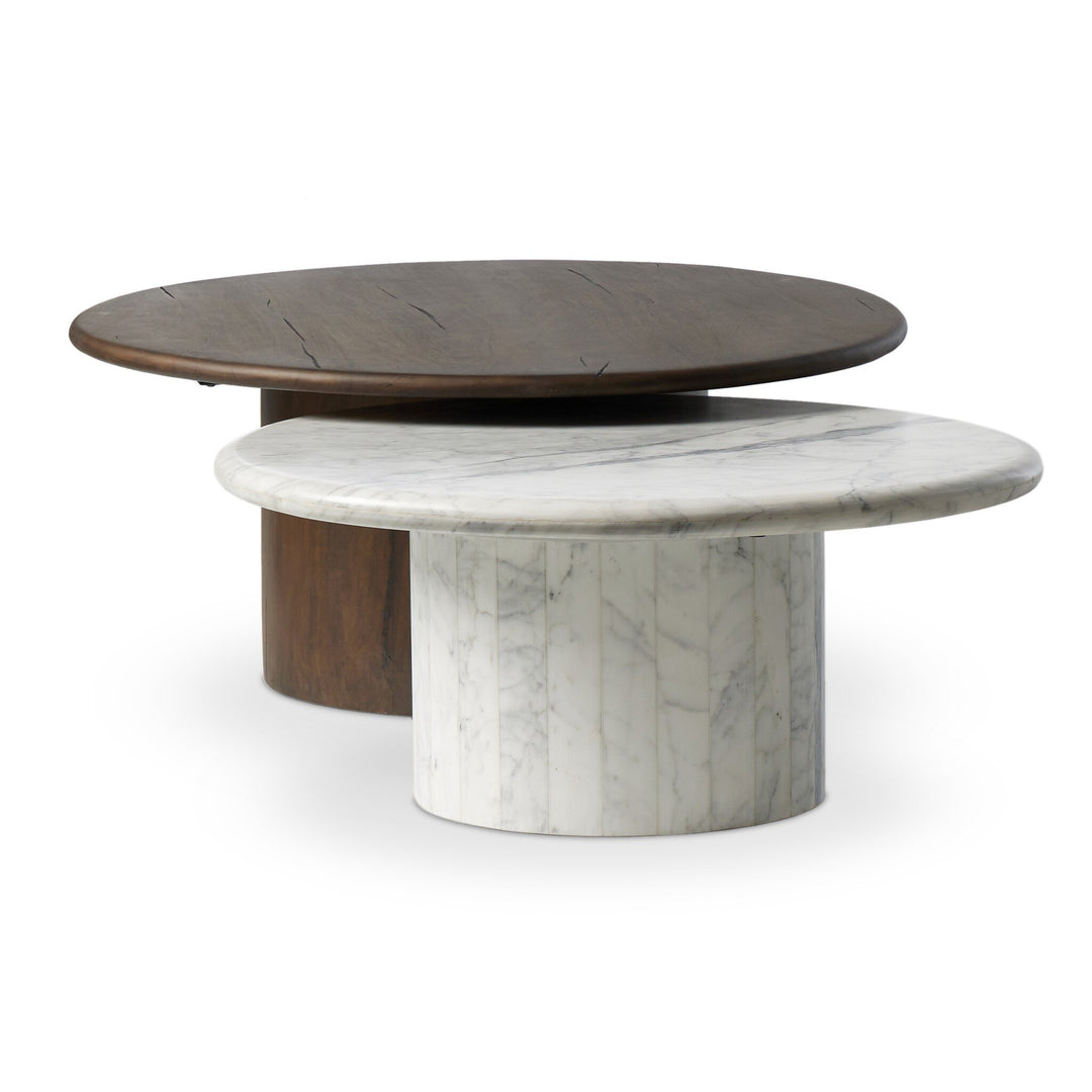 Four Hands - Stuart Wood Large & Marble Small Coffee Table - 247186-001 | American Home Furniture