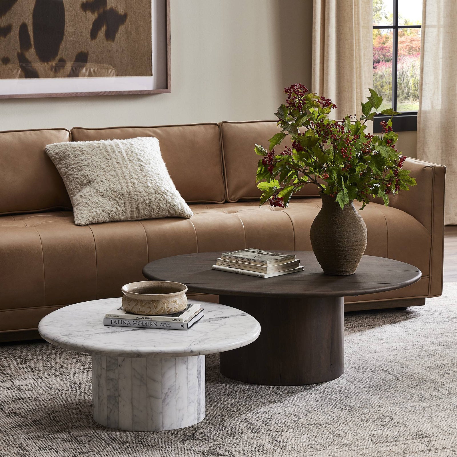 Four Hands - Stuart Wood Large & Marble Small Coffee Table - 247186-001 | American Home Furniture