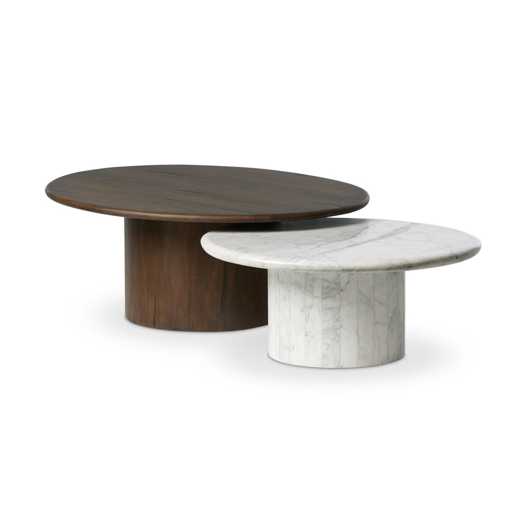 Four Hands - Stuart Wood Large & Marble Small Coffee Table - 247186-001 | American Home Furniture