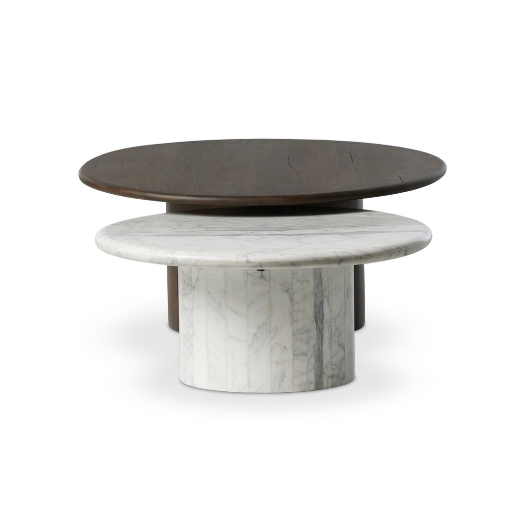 Four Hands - Stuart Wood Large & Marble Small Coffee Table - 247186-001 | American Home Furniture