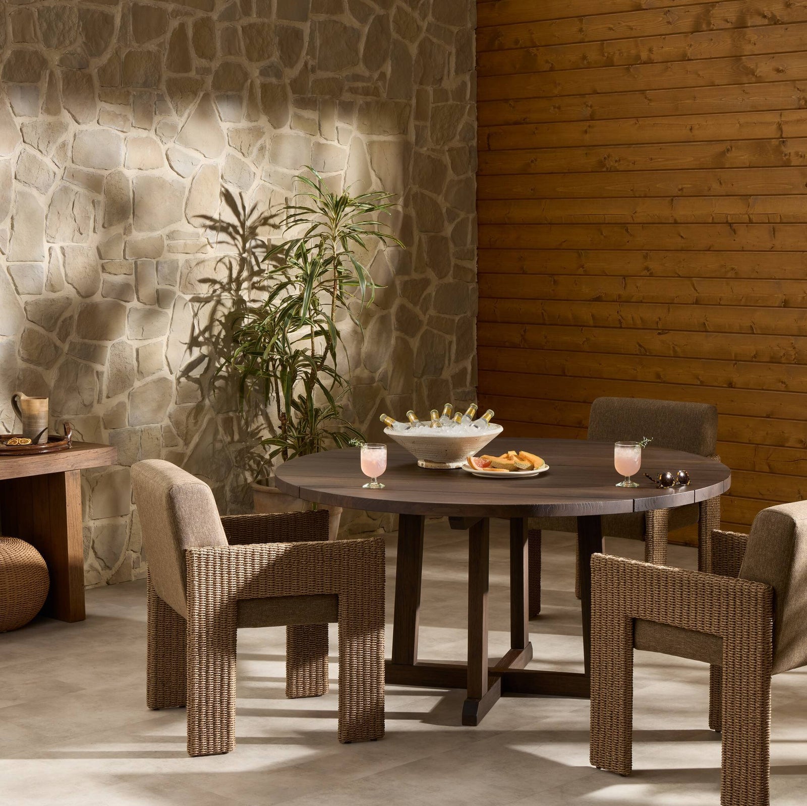 Four Hands - Indie Outdoor Round Dining Table - 249674-001 | American Home Furniture
