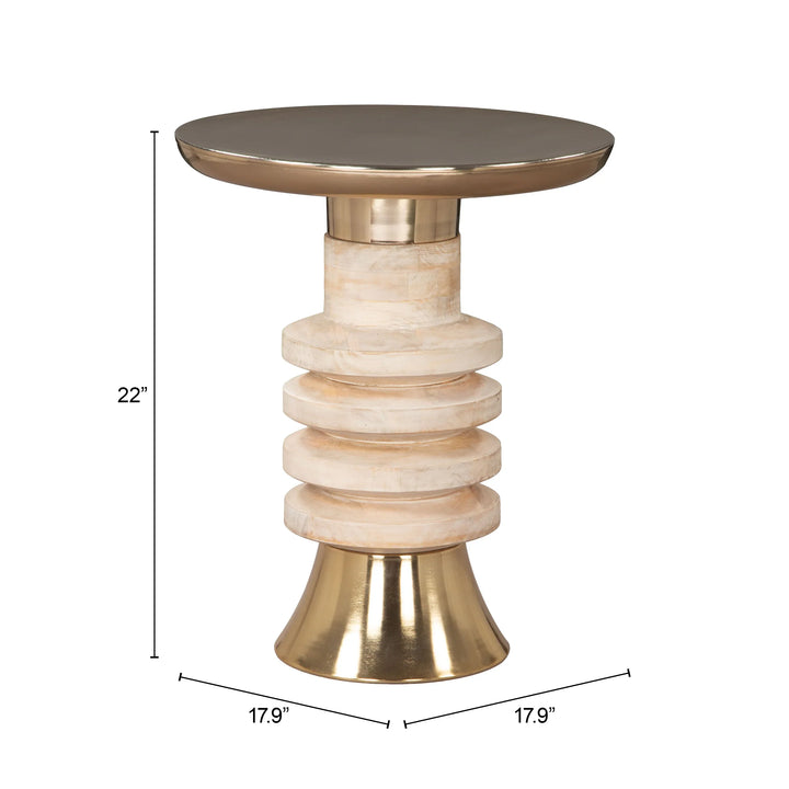 Ringar Side Table Gold & Natural - AmericanHomeFurniture