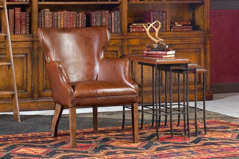 American Home Furniture | Sarreid - Croc Leather Nesting Tables - Set/3