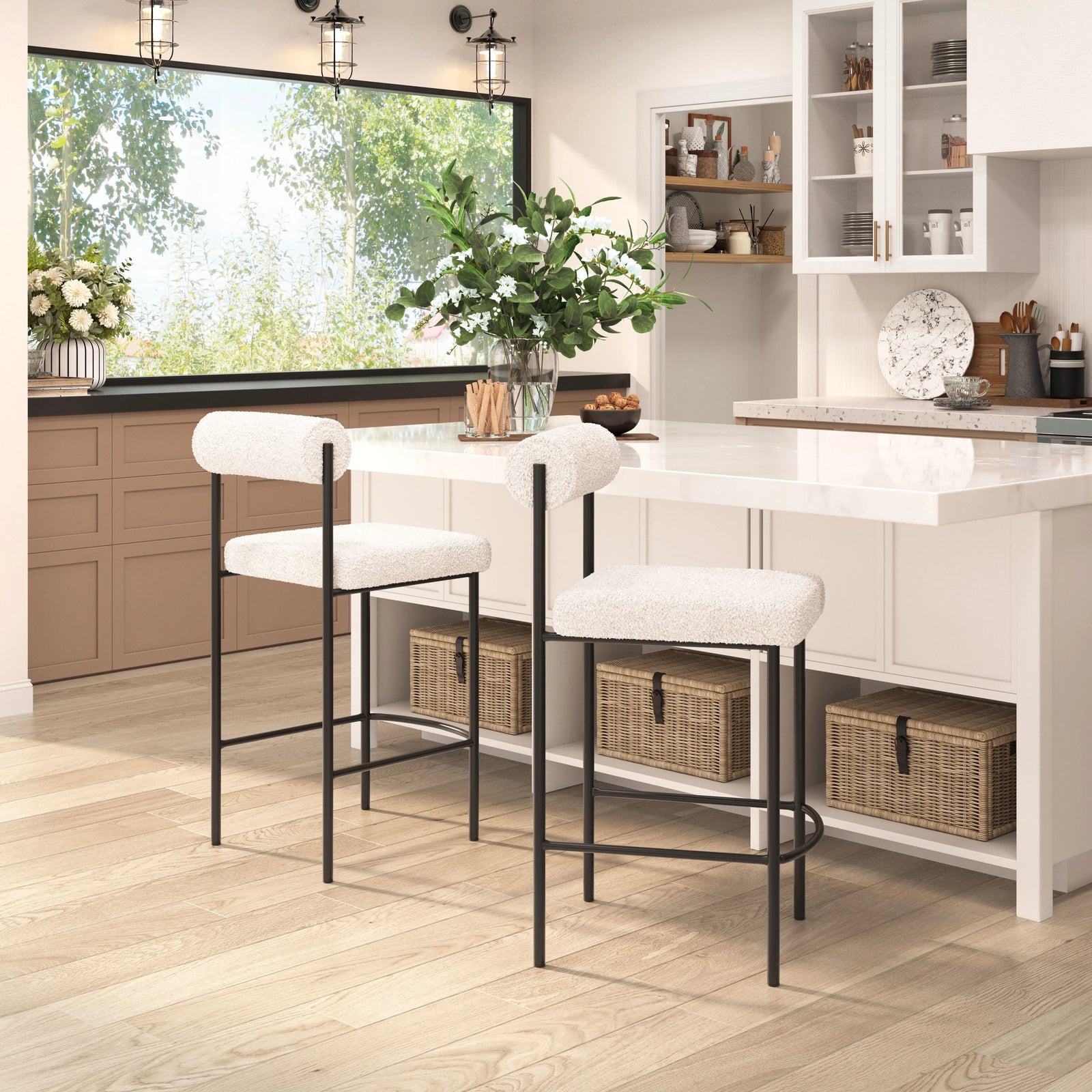 Zuo Livorno Counter Stool (Set of 2) Ivory BAR STOOLS + COUNTER STOOLS