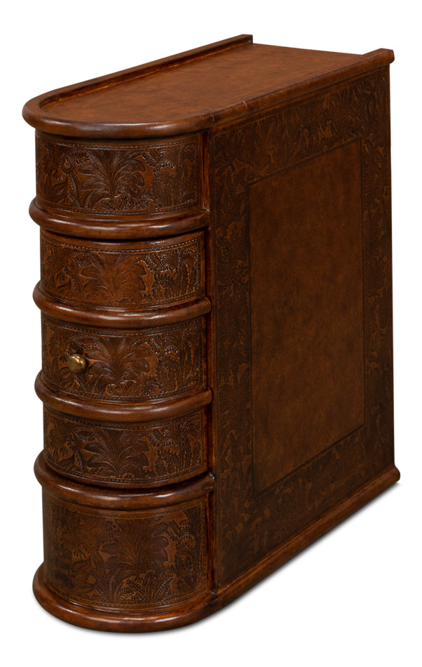 American Home Furniture | Sarreid - Barnes Leather Book Side Table