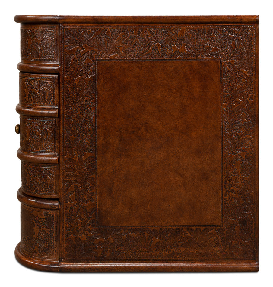 American Home Furniture | Sarreid - Barnes Leather Book Side Table