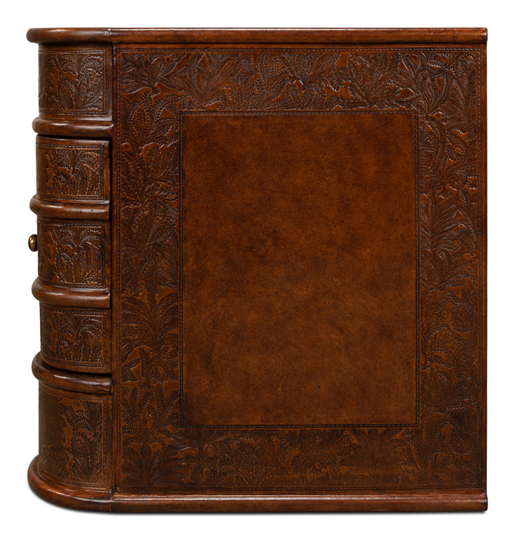 American Home Furniture | Sarreid - Barnes Leather Book Side Table