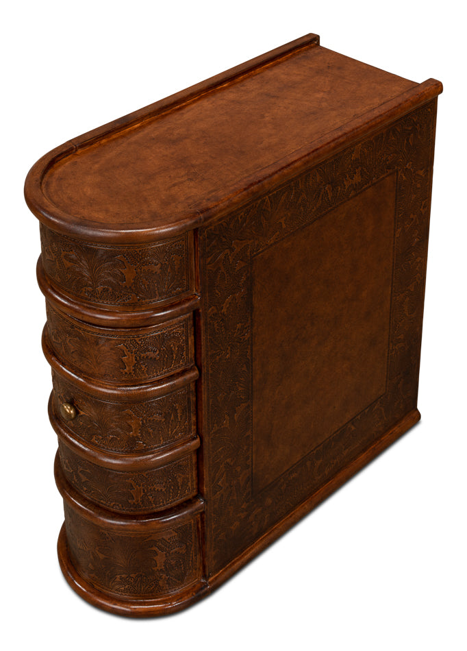 American Home Furniture | Sarreid - Barnes Leather Book Side Table