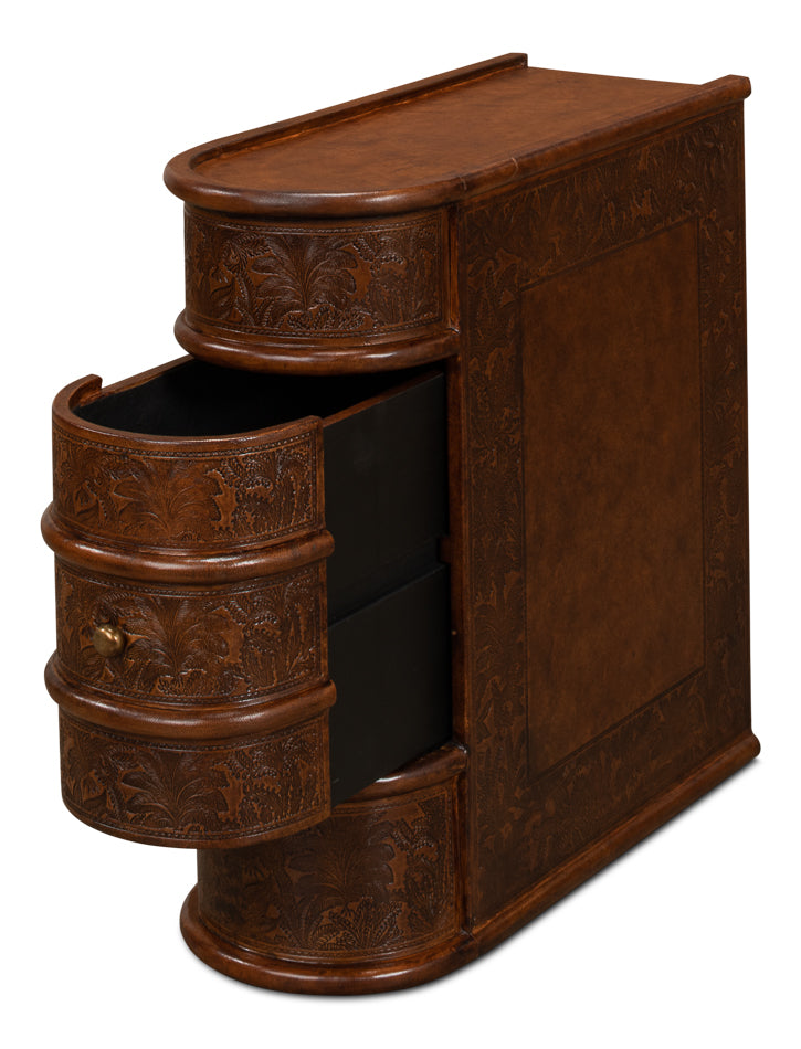 American Home Furniture | Sarreid - Barnes Leather Book Side Table