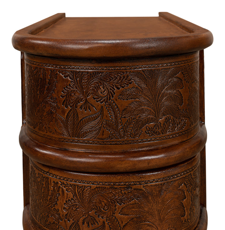 American Home Furniture | Sarreid - Barnes Leather Book Side Table