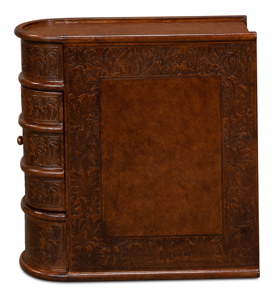 American Home Furniture | Sarreid - Barnes Leather Book Side Table