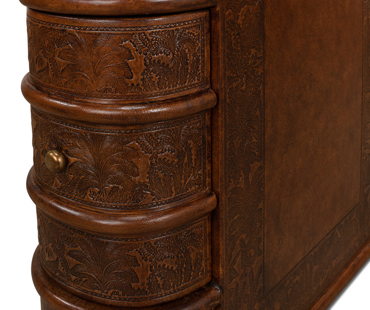 American Home Furniture | Sarreid - Barnes Leather Book Side Table