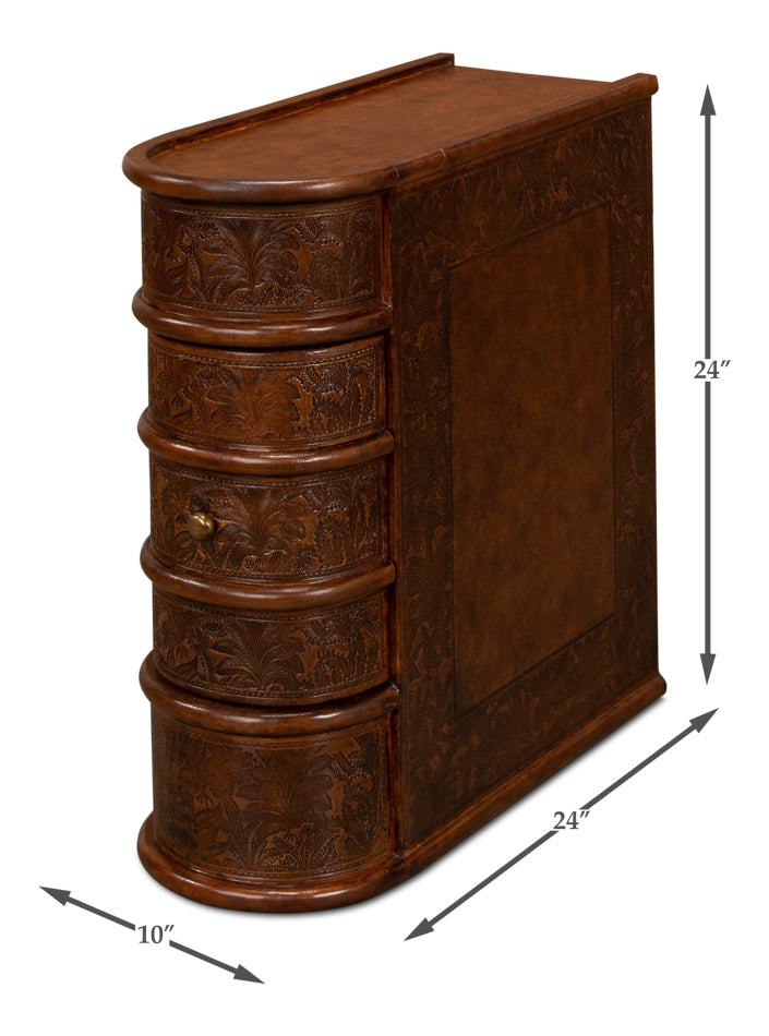 American Home Furniture | Sarreid - Barnes Leather Book Side Table