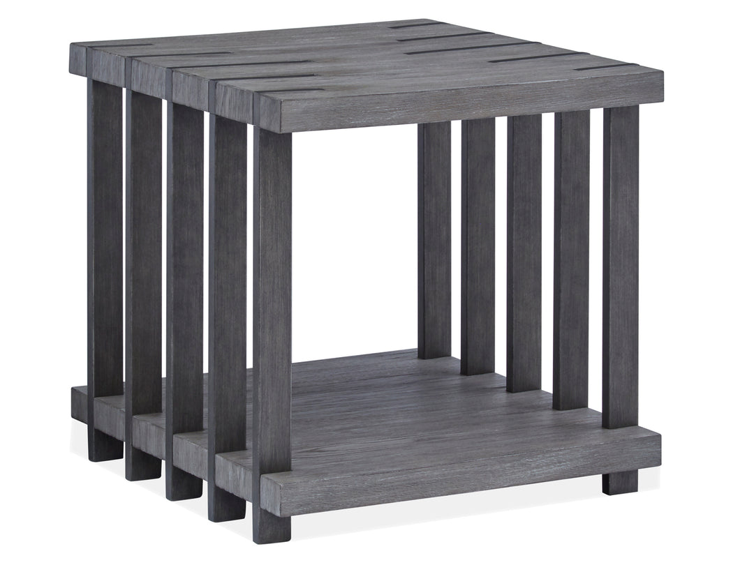 Eldridge Weathered Gravel And Satin Bronze Rectangular End Table - T4917-03