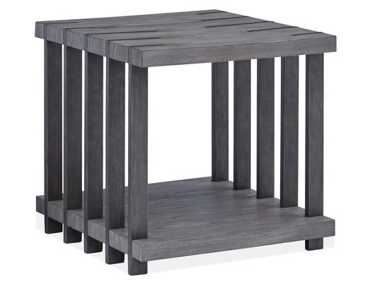 Eldridge Weathered Gravel And Satin Bronze Rectangular End Table - T4917-03