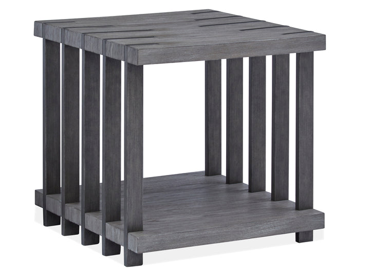 Eldridge Weathered Gravel And Satin Bronze Rectangular End Table - T4917-03