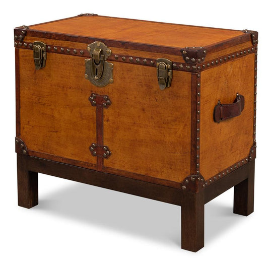 Sarreid Abilene Leather Box W/Stand DECORATIVE BASKETS + BOXES