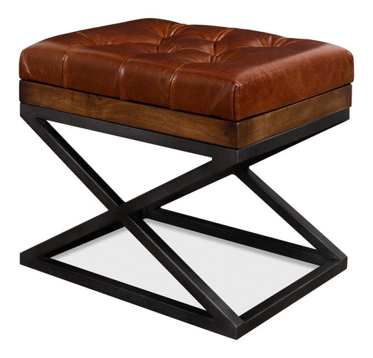 Sarreid Leather Cushion Bench BENCHES