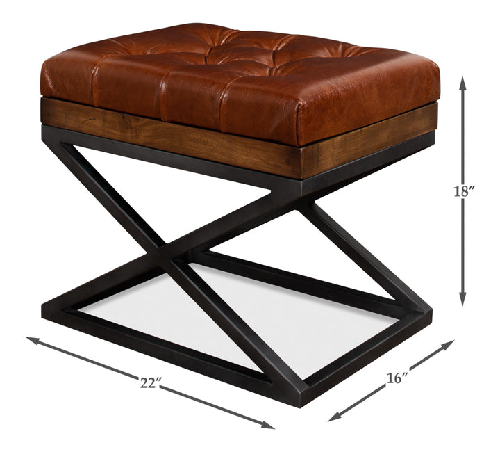 American Home Furniture | Sarreid - Leather Cushion Bench