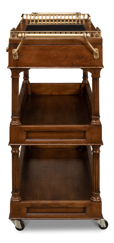 American Home Furniture | Sarreid - Capital Serving Cart - Fruitwood Finish