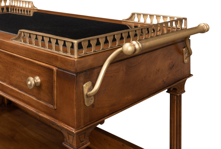 American Home Furniture | Sarreid - Capital Serving Cart - Fruitwood Finish