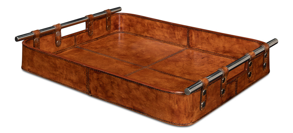 American Home Furniture | Sarreid - Safari Leather Tray