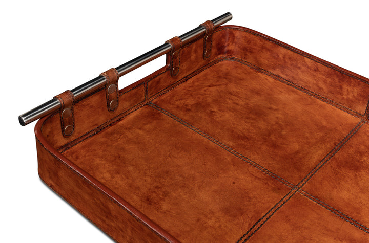 American Home Furniture | Sarreid - Safari Leather Tray