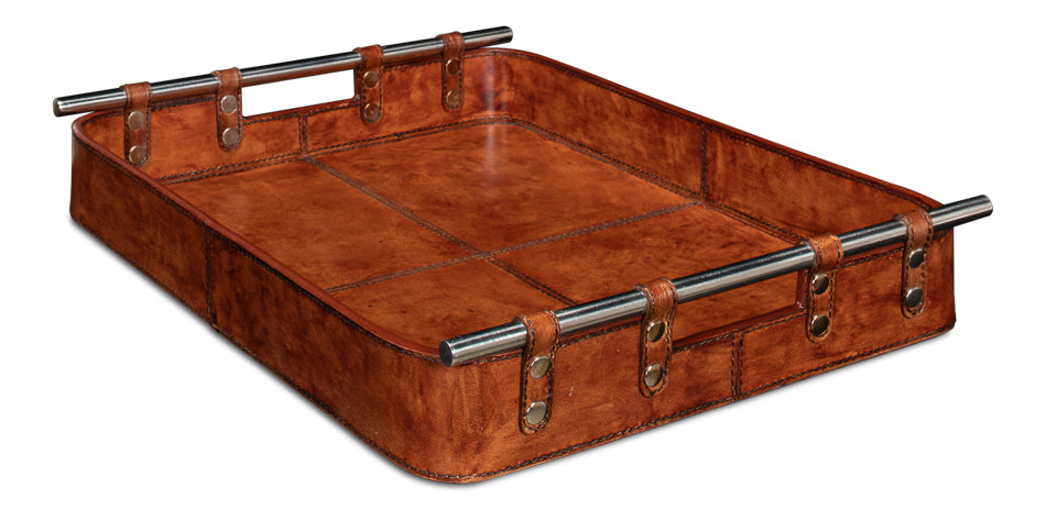 American Home Furniture | Sarreid - Safari Leather Tray