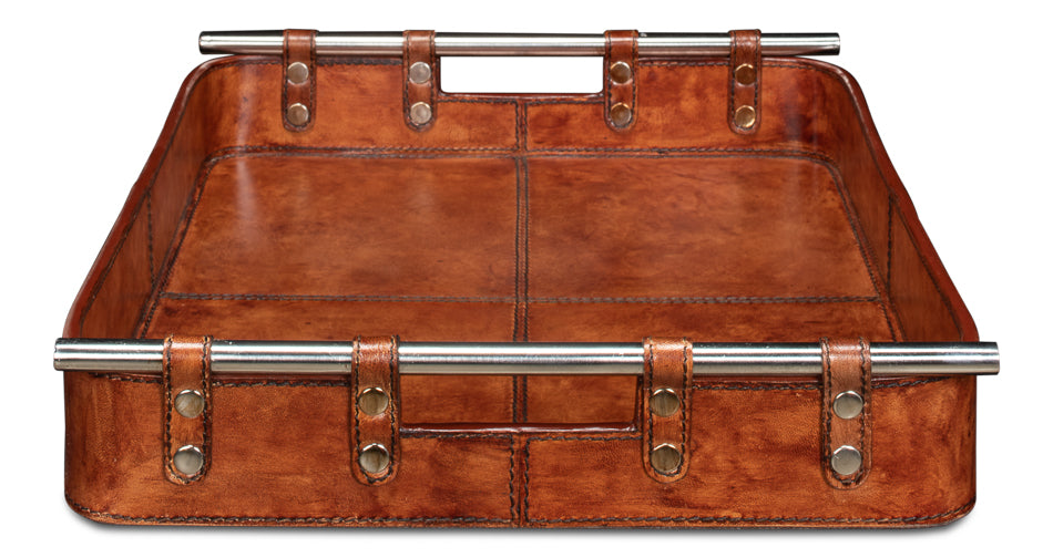 American Home Furniture | Sarreid - Safari Leather Tray