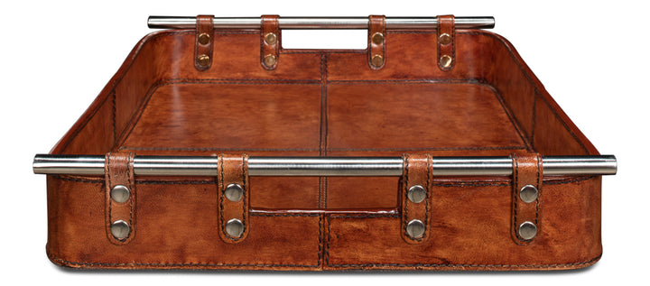 American Home Furniture | Sarreid - Safari Leather Tray