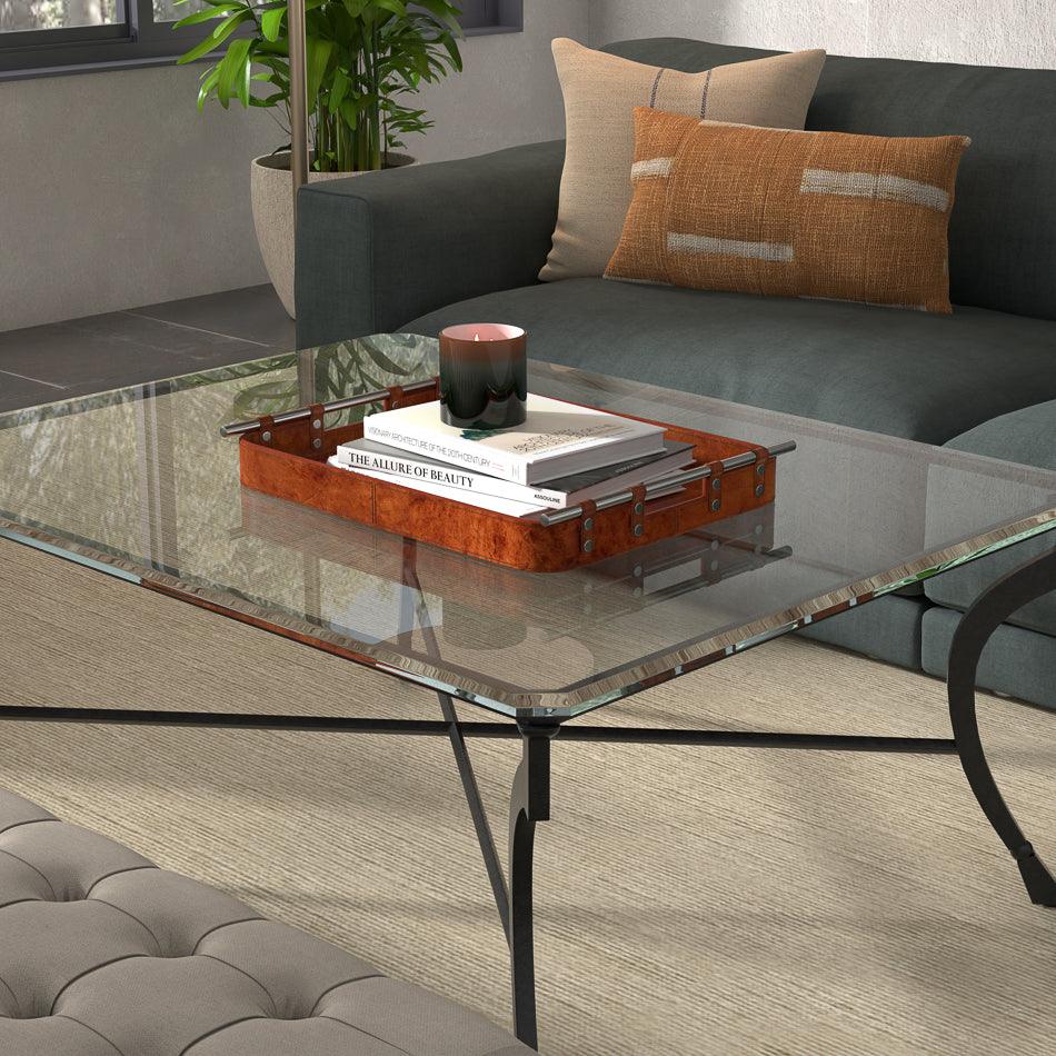 Sarreid Safari Leather Tray DECORATIVE TRAYS, PLATES, + BOWLS