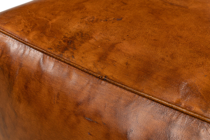 American Home Furniture | Sarreid - Sunday Afternoon Leather Cube Natural